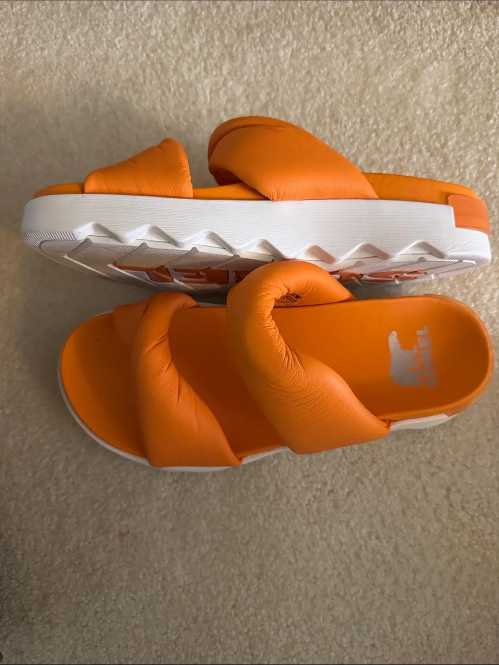 Sorel  Orange Padded Slide Sandals